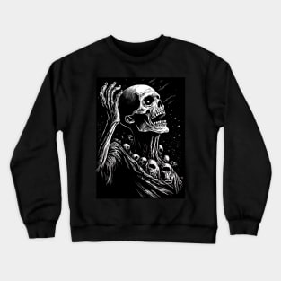 skeleton in space, halloween design, black background Crewneck Sweatshirt